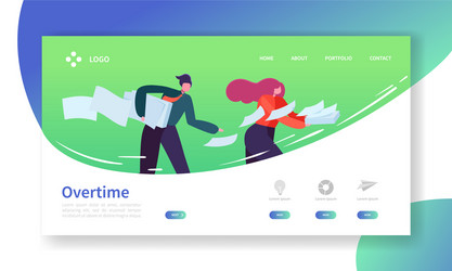 Time management landing page template overtime vector