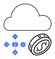 cloud computing with coin icon workflow vector image