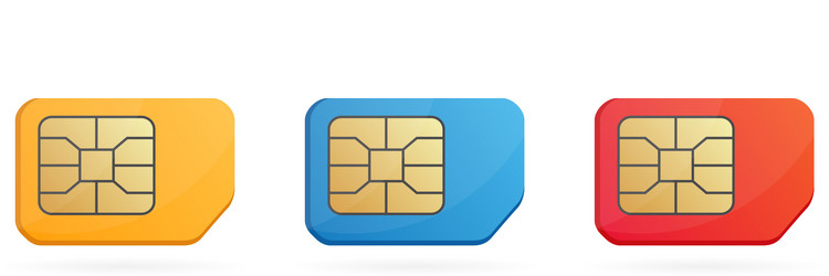 colored sim card set realistic mobile cellular vector