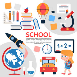 Flat school infographic concept Royalty Free Vector Image