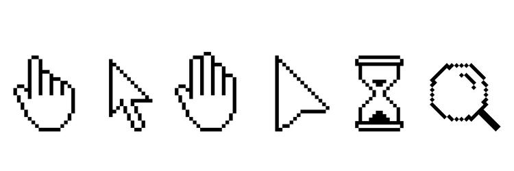 Pixel cursors icons - mouse cursor hand pointer vector