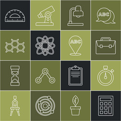 set line calculator stopwatch briefcase table vector image