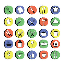 cooking kitchen restaurant set icons Vector Image