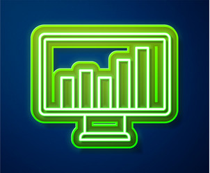 glowing neon line computer monitor with graph vector image