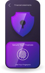 secure mobile app interface with fingerprint vector image