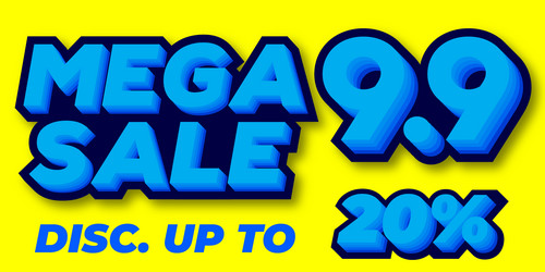 20 percent mega sale 99 celebration discount 3d vector