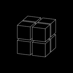 Abstract 3d cube from cubes dimetric projection vector