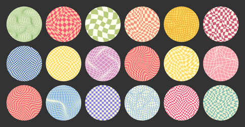 groovy checkered pattern round colorful tiled vector image