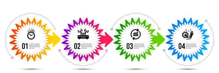 Time wifi and update data icons set engineering vector