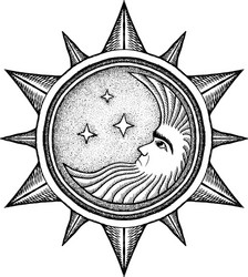 Alchemical Moon Symbol - Engraved Style Vector Image