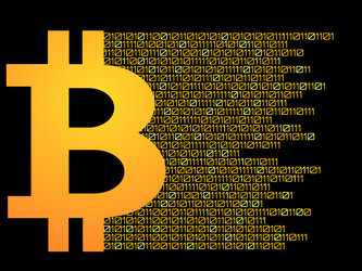 bitcoin consisting of binary code technology vector image