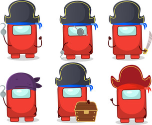 Cartoon character among us red with various vector