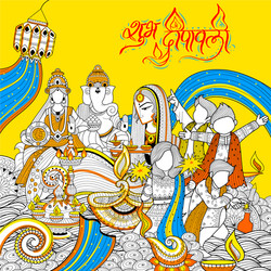 Diwali Lakshmi and Ganesha Vector Image