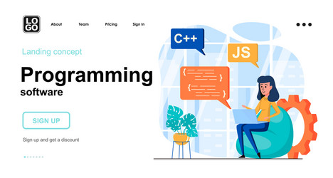 programming software web concept woman developer vector image