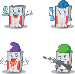 set of computer character with professor elf army vector image