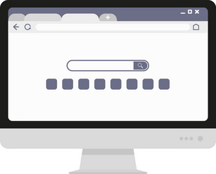 Computer monitor with open browser on desktop vector