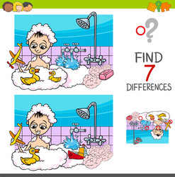 differences game with boy playing in bath vector image