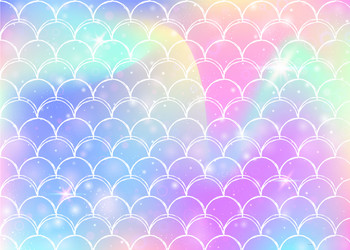 Princess mermaid background with kawaii rainbow vector