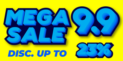 23 percent mega sale 99 celebration discount 3d vector