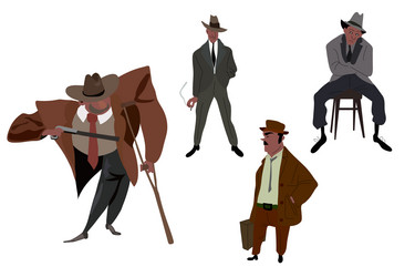 Mafia characters set Royalty Free Vector Image