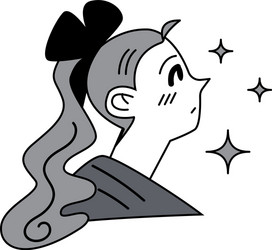 Manga dreaming woman character drawing with stars vector