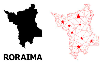network polygonal map roraima state with red vector image