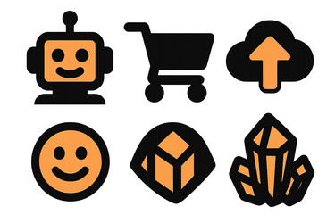 digital icons featuring robot shopping cart Vector Image