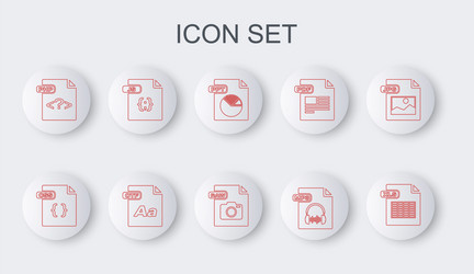 Set line xls file document css ppt mp3 php js otf vector