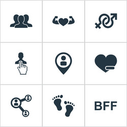 set of simple fellows icons vector