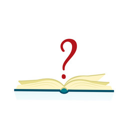 Open book with red question mark isolated vector