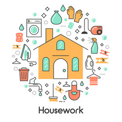 House work line art thin icons set vector