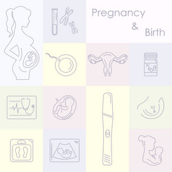 medicine and pregnancy line icons set vector