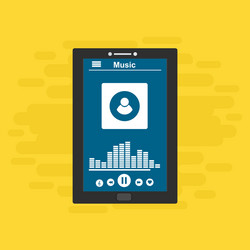 media player application app template with flat vector image