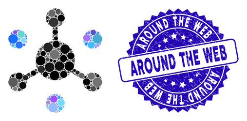 mosaic data network icon with textured around vector image