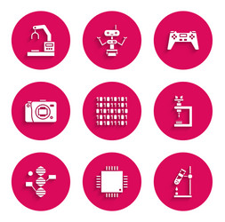 set binary code processor with microcircuits cpu vector image