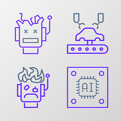 set line processor with microcircuits cpu robot vector image