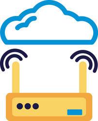 cloud computing with router lineal color style vector image