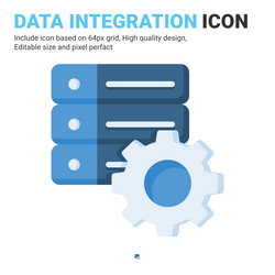 Data integration icon with flat color style vector