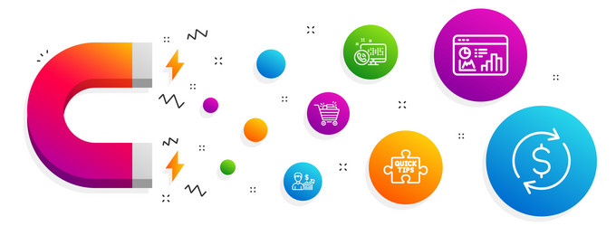 web call seo statistics and quick tips icons set vector image