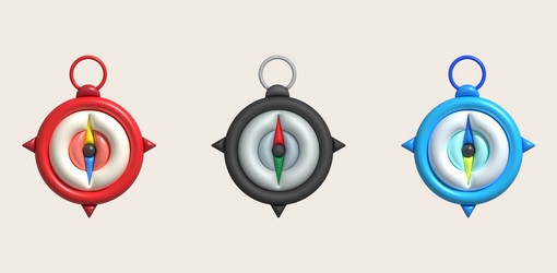 3d compass tool navigation device object vector image