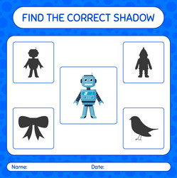 Find the correct shadows game with robot toy vector