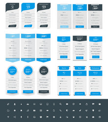 set of pricing table design templates for websites vector image
