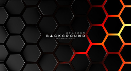 abstract black hexagon pattern on neon gradient vector image