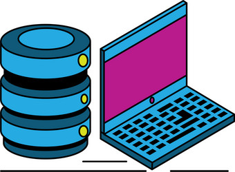 laptop computer with data disks vector image