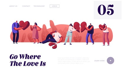 lovers in end loving relations website landing vector