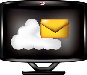 monitor with cloud computing and envelope vector image