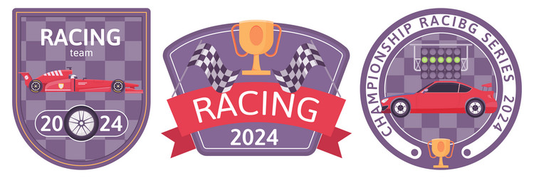 Racing emblems metallic Royalty Free Vector Image
