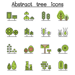 tree color line icon set vector