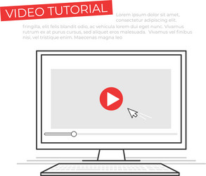 video tutorial on screen of computer study online vector image