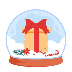 christmas snow globe with gift under winter Vector Image